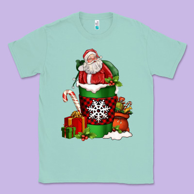 Christmas Santa Claus Coffee Cup Classic Tee Designed By Fadigitalartstudio