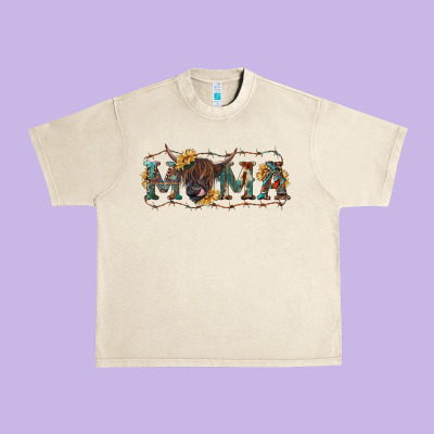 Mama With Highland Cow Urban Heavy Tee Designed By Ranaportraitstore