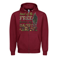Burgundy land of the free because my daddy is brave Zipper Hoodie - HRA Design Shop