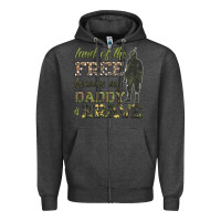 Charcoal Heather land of the free because my daddy is brave Zipper Hoodie - HRA Design Shop