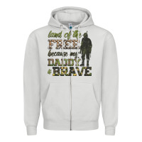 Dove Grey land of the free because my daddy is brave Zipper Hoodie - HRA Design Shop