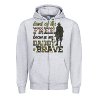 Heather Grey land of the free because my daddy is brave Zipper Hoodie - HRA Design Shop