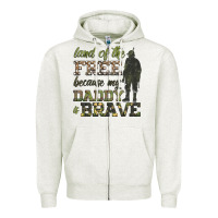 Oatmeal Heather land of the free because my daddy is brave Zipper Hoodie - HRA Design Shop