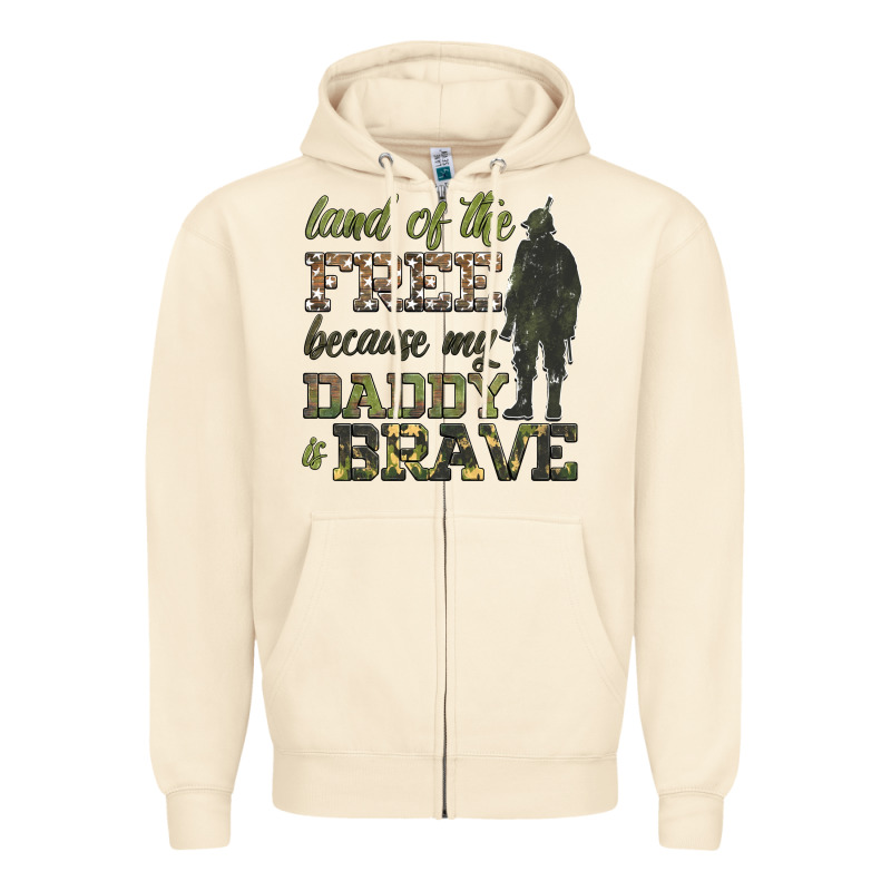 Land Of The Free Because My Daddy Is Brave Zipper Hoodie by HRA Design Shop | Teevron