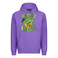 Purple howdy go lucky st patrics day Premium Hoodie - MaliasSmallBusiness