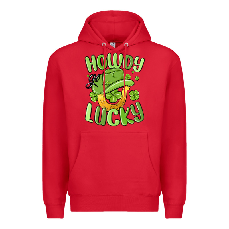 Howdy Go Lucky St Patrics Day Premium Hoodie by MaliasSmallBusiness | Teevron