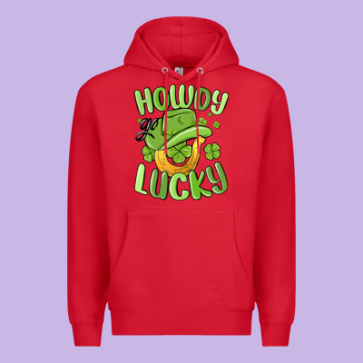 Howdy Go Lucky St Patrics Day Premium Hoodie Designed By Maliassmallbusiness