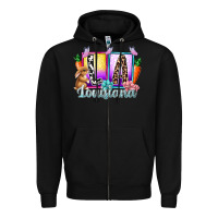 Black louisiana easter dady Zipper Hoodie - RacoonDesign