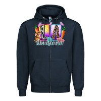Navy louisiana easter dady Zipper Hoodie - RacoonDesign