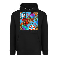 Black summer with leopard seamless pattern Heavyweight Hoodie - BundleAndBundleShop