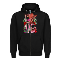 Black love cow valentine Zipper Hoodie - RacoonDesign