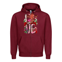 Burgundy love cow valentine Zipper Hoodie - RacoonDesign