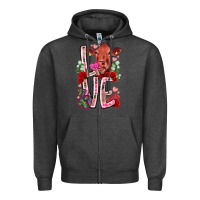Charcoal Heather love cow valentine Zipper Hoodie - RacoonDesign