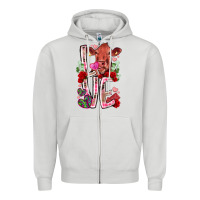 Dove Grey love cow valentine Zipper Hoodie - RacoonDesign