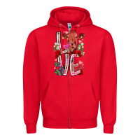 Red love cow valentine Zipper Hoodie - RacoonDesign