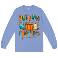Colony Blue autumn leaves and pumpkins please Long Sleeve Tee - Zillion Design Studio
