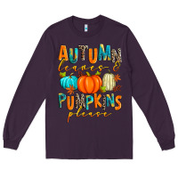 Plum autumn leaves and pumpkins please Long Sleeve Tee - Zillion Design Studio