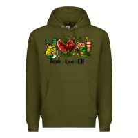 Army Green peace love  elf Premium Hoodie - AdoDesignShop