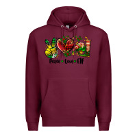 Burgundy peace love  elf Premium Hoodie - AdoDesignShop