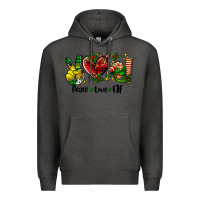 Charcoal Heather peace love  elf Premium Hoodie - AdoDesignShop