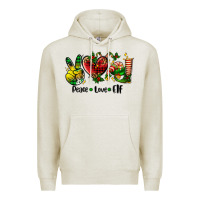 Oatmeal Heather peace love  elf Premium Hoodie - AdoDesignShop