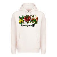 Pale Pink peace love  elf Premium Hoodie - AdoDesignShop