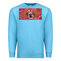 Ocean Blue easter heifer with bunny ears and glasses license plate Premium Sweatshirt - Artiststas