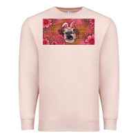 Pale Pink easter heifer with bunny ears and glasses license plate Premium Sweatshirt - Artiststas