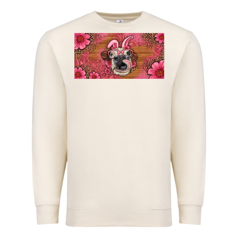 Easter Heifer With Bunny Ears And Glasses License Plate Premium Sweatshirt by Artiststas | Teevron