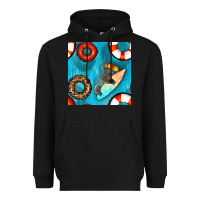 Black koala at the pool seamless pattern Heavyweight Hoodie - BundleAndBundleShop