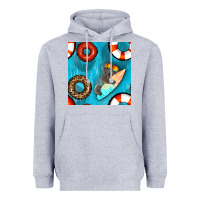 Heather Grey koala at the pool seamless pattern Heavyweight Hoodie - BundleAndBundleShop