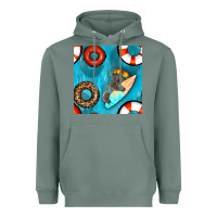 Sage koala at the pool seamless pattern Heavyweight Hoodie - BundleAndBundleShop