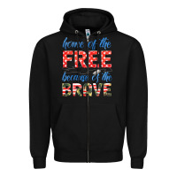 Black home of the free because of the brave Zipper Hoodie - HRA Design Shop