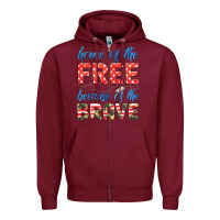 Burgundy home of the free because of the brave Zipper Hoodie - HRA Design Shop