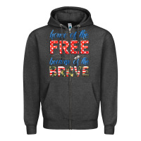 Charcoal Heather home of the free because of the brave Zipper Hoodie - HRA Design Shop