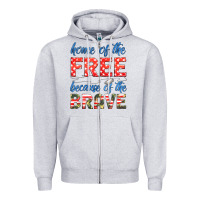 Heather Grey home of the free because of the brave Zipper Hoodie - HRA Design Shop