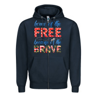 Navy home of the free because of the brave Zipper Hoodie - HRA Design Shop