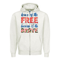 Oatmeal Heather home of the free because of the brave Zipper Hoodie - HRA Design Shop