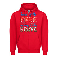 Red home of the free because of the brave Zipper Hoodie - HRA Design Shop
