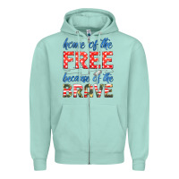 Seafoam home of the free because of the brave Zipper Hoodie - HRA Design Shop