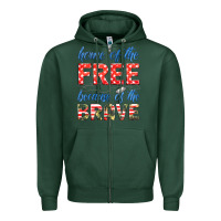Sports Green home of the free because of the brave Zipper Hoodie - HRA Design Shop
