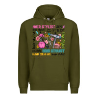 Army Green hair stylist typography Premium Hoodie - MaliasSmallBusiness