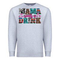 Heather Grey western mama needs a drink Premium Sweatshirt - Artiststas