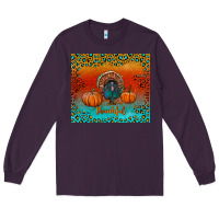 Plum thankful with turkey and pumpkins Long Sleeve Tee - RanaPortraitStore