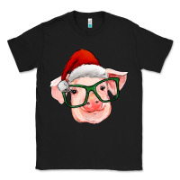 Black christmas pig with santa claus hat Classic Tee - RanaPortraitStore