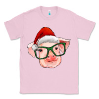 Bubblegum Pink christmas pig with santa claus hat Classic Tee - RanaPortraitStore