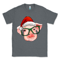 Charcoal Heather christmas pig with santa claus hat Classic Tee - RanaPortraitStore