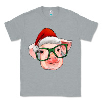 Heather Grey christmas pig with santa claus hat Classic Tee - RanaPortraitStore