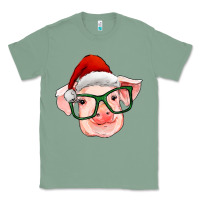 Sage christmas pig with santa claus hat Classic Tee - RanaPortraitStore
