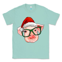 Seafoam christmas pig with santa claus hat Classic Tee - RanaPortraitStore